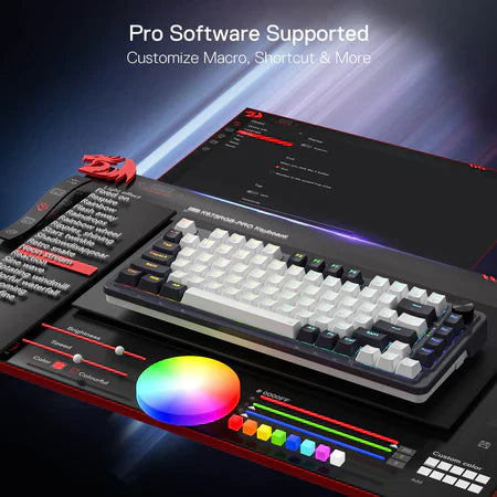 Redragon k673 pro 75% wireless gasket rgb gaming keyboard - Fun Touch