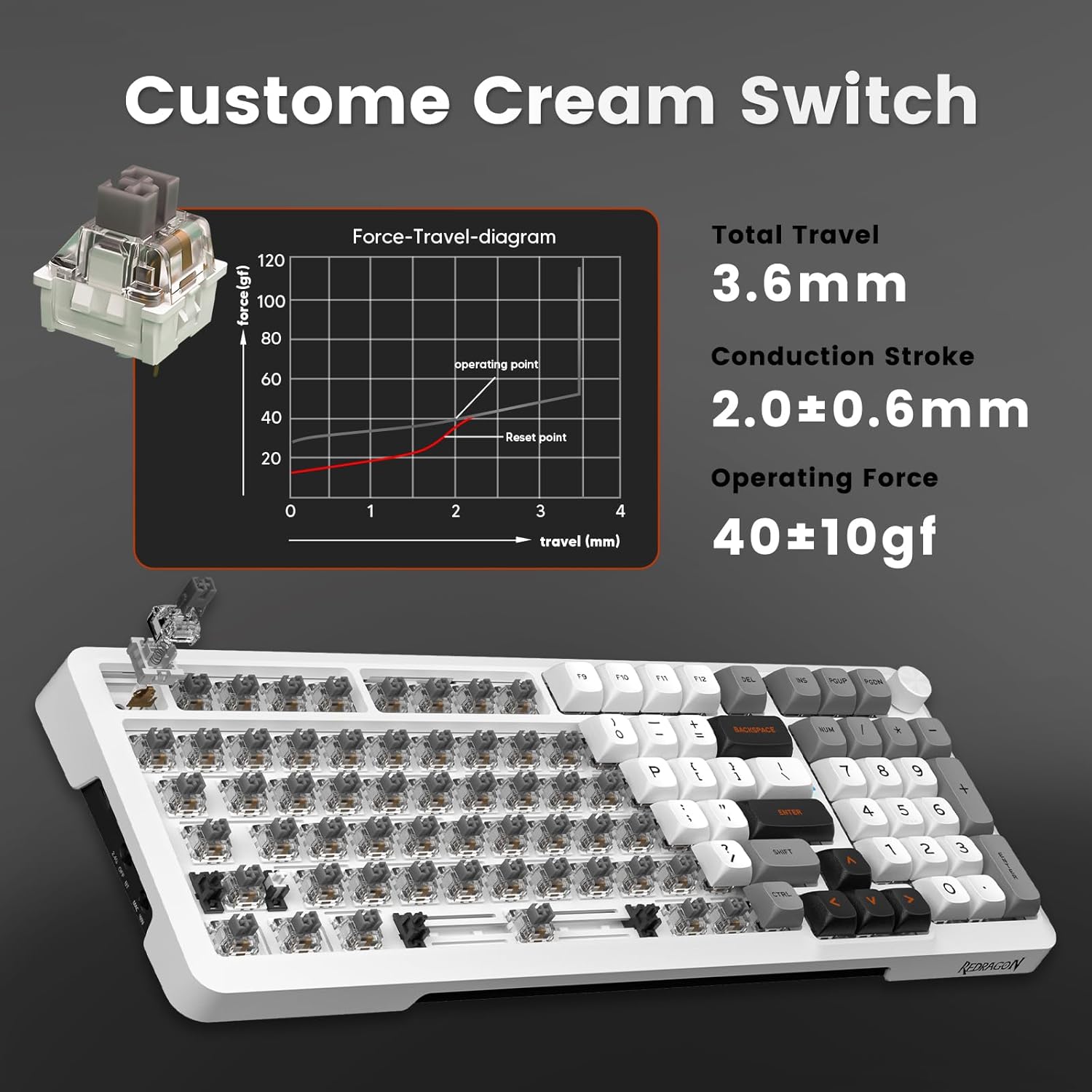 Redragon K688 GWL Wireless Mechanical Keyboard 3 Mode Gasket Mounted RGB Gaming