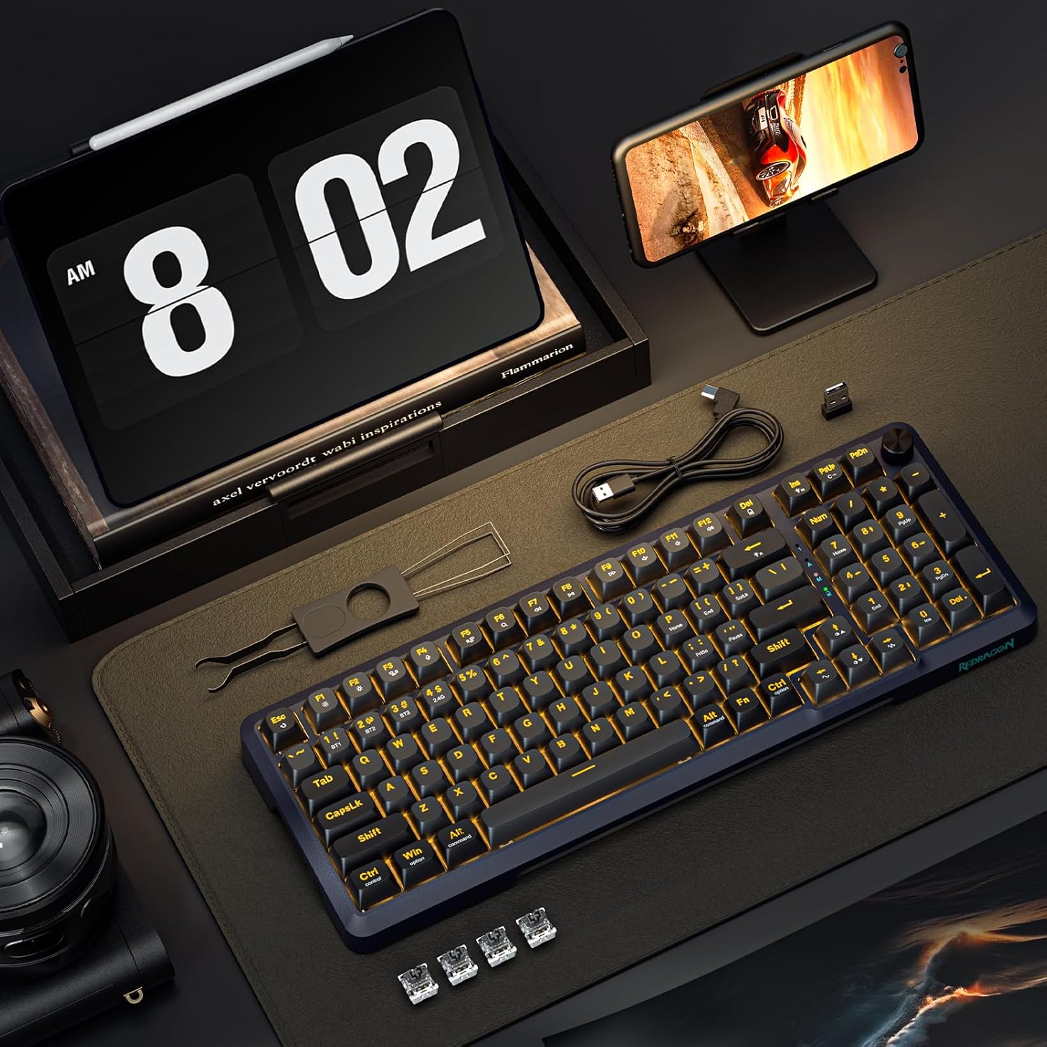 Redragon K688 Wireless Mechanical Keyboard 3 Mode Gasket Mounted RGB Gaming