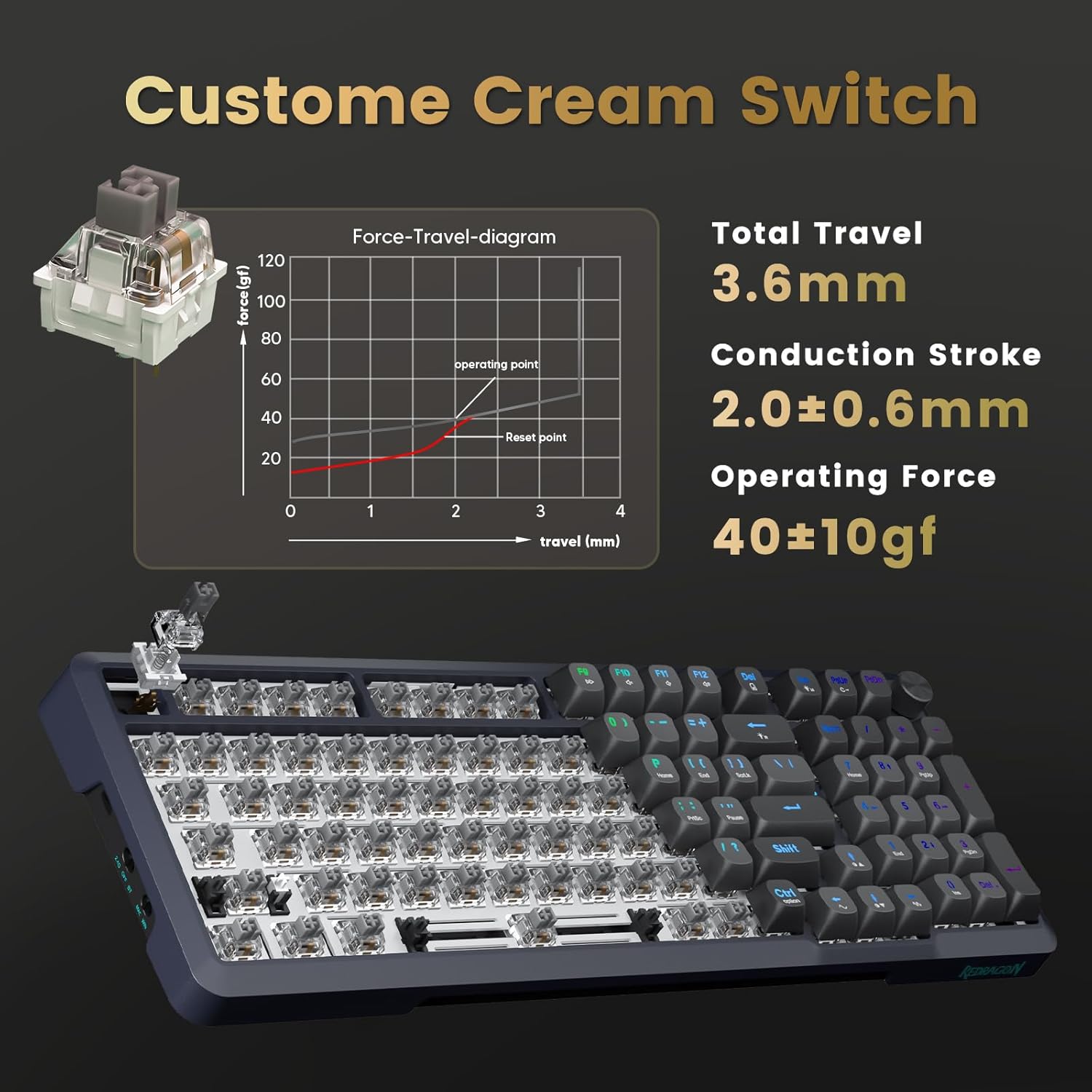 Redragon K688 Wireless Mechanical Keyboard 3 Mode Gasket Mounted RGB Gaming