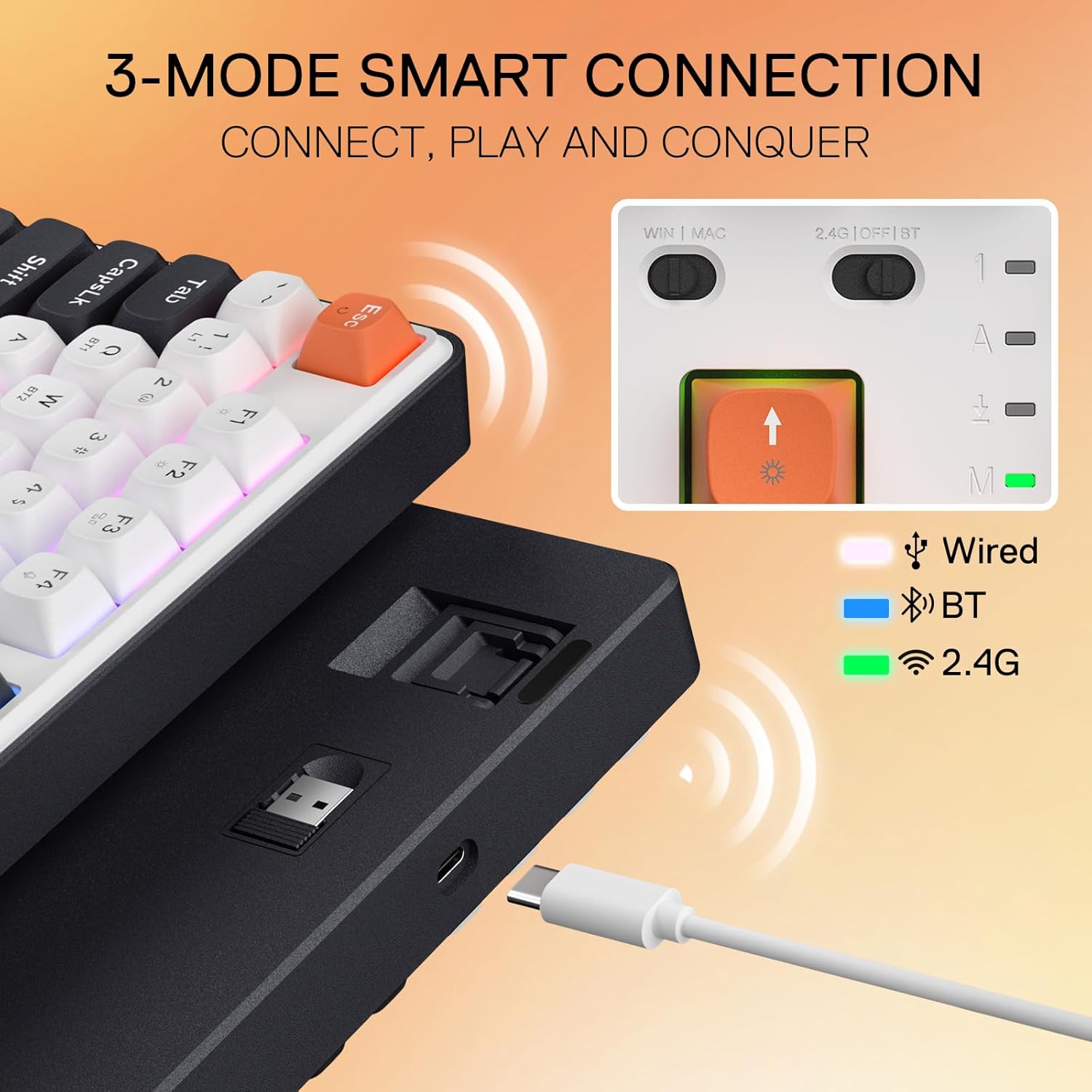 Redragon K689 PRO Wireless Gasket RGB Gaming Keyboard 104 Keys + Extra 4