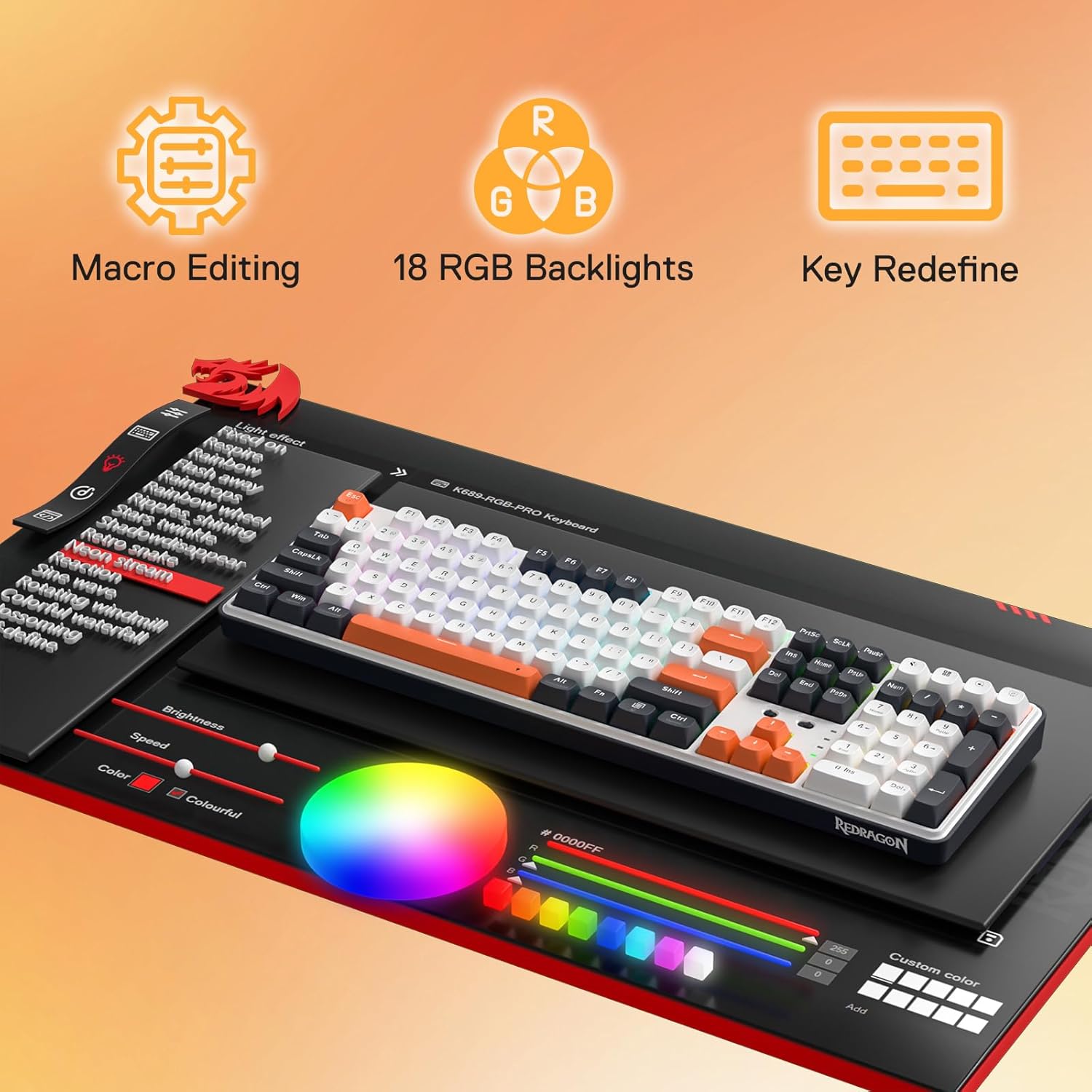 Redragon K689 PRO Wireless Gasket RGB Gaming Keyboard 104 Keys + Extra 4