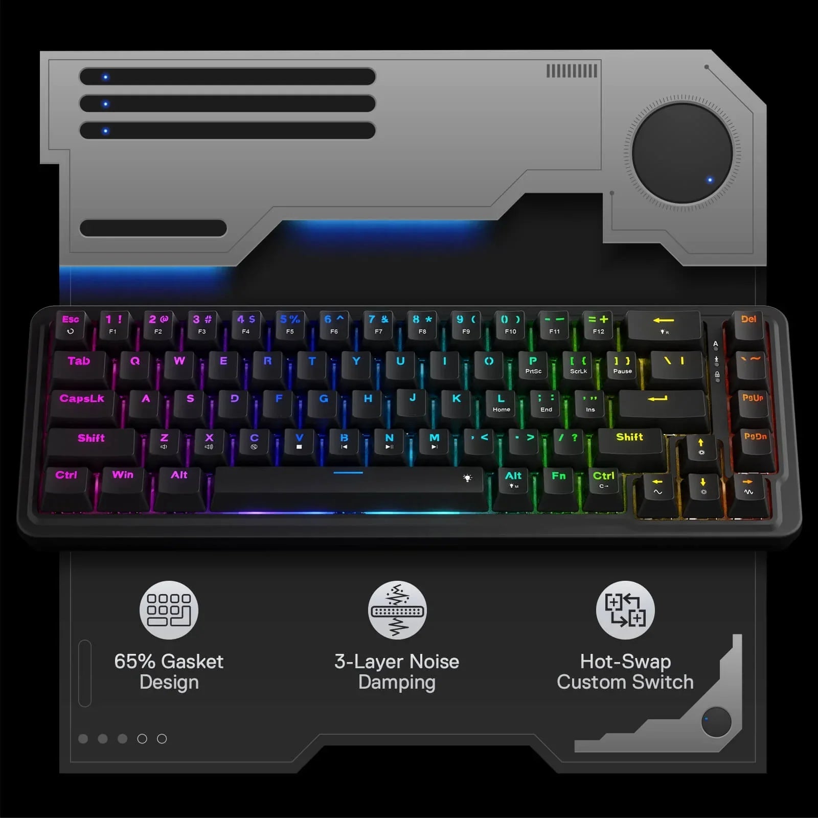 Redragon K709 65% Wired Gasket RGB Gaming Keyboard Keyboard