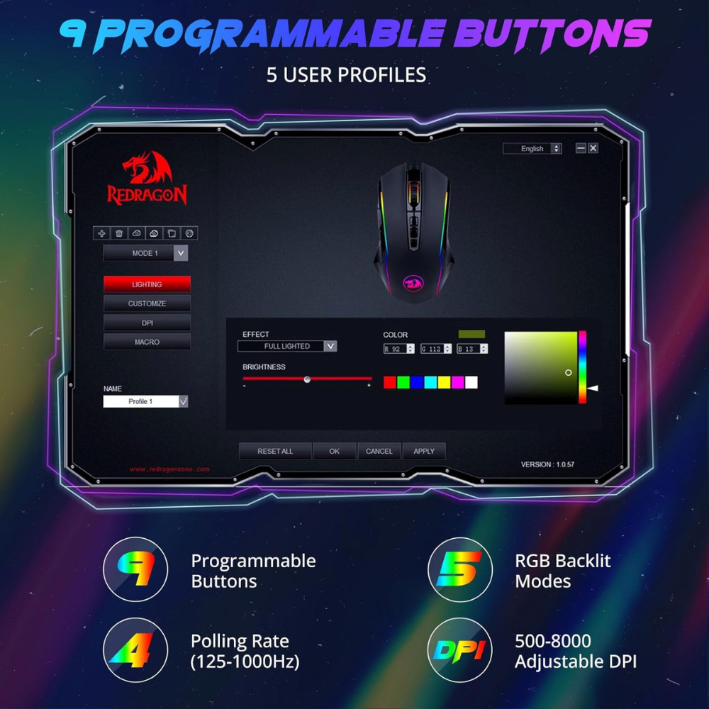 Redragon m910 ranger rgb gaming mouse - Fun Touch