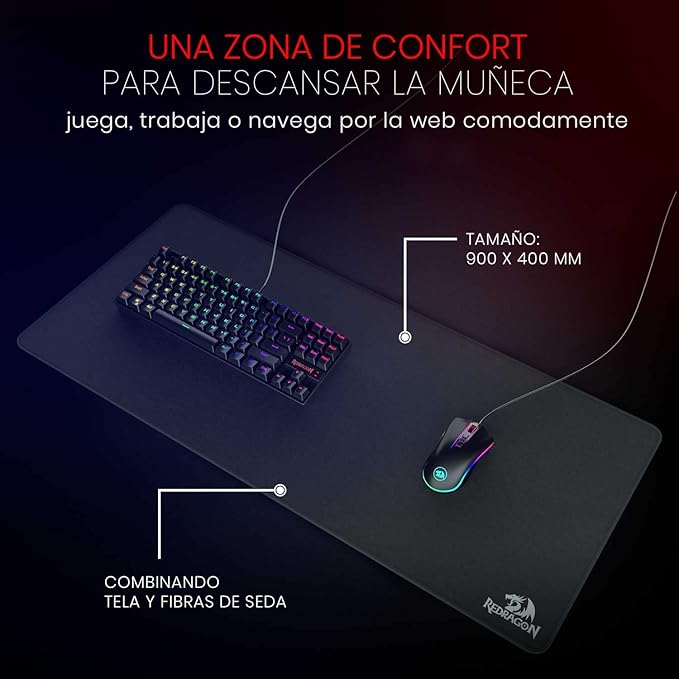 Redragon P032 Flick XL Mouse Pad with Stitched Edges Waterproof for Work Games