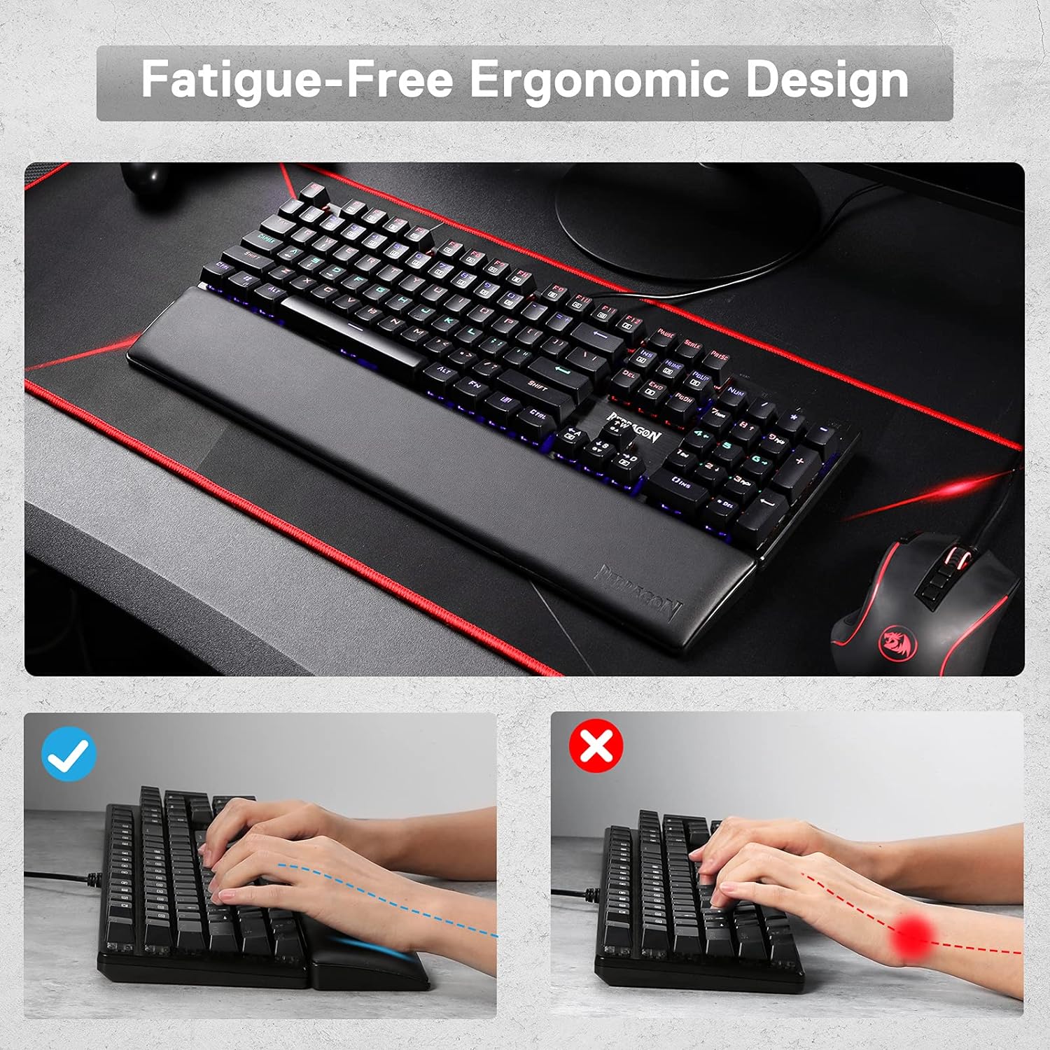 Redragon P037 Meteor L Computer Keyboard Wrist Rest Pad New Arrivals