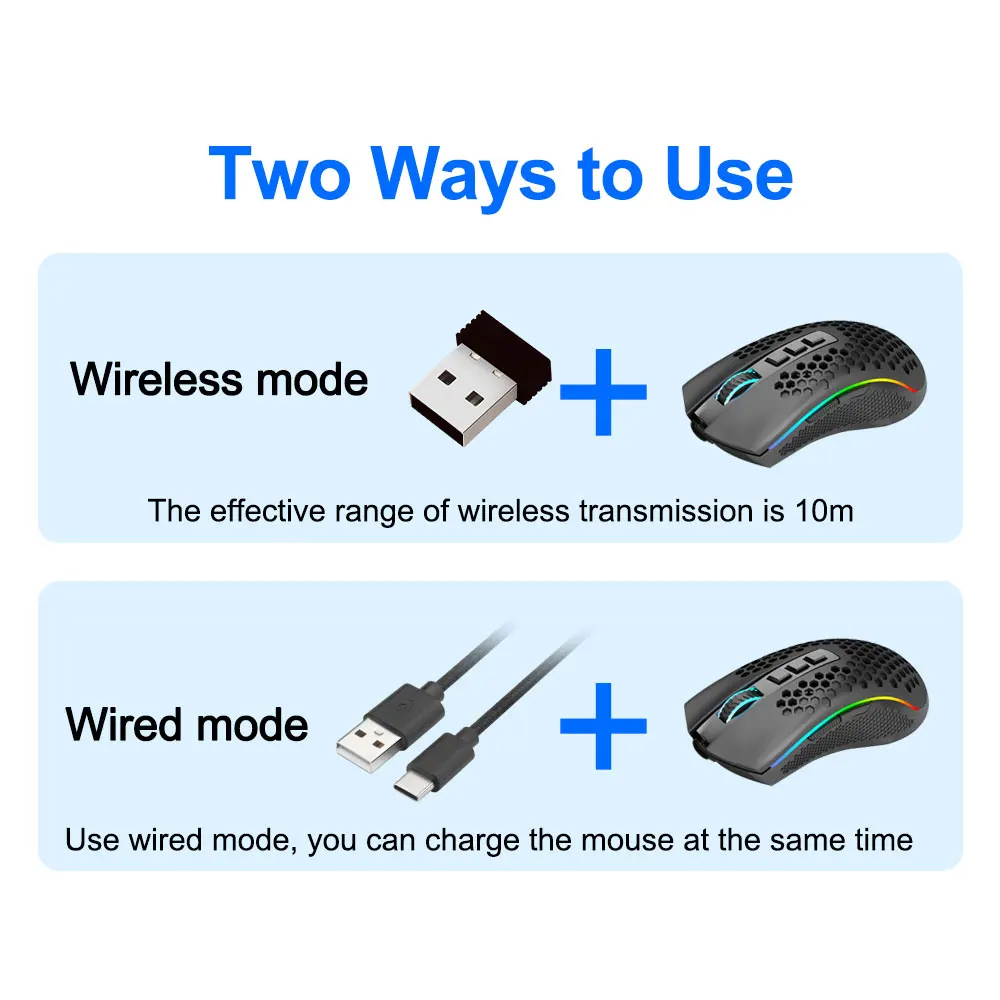 Redragon Storm Pro M808 KS RGB USB 2.4G Wireless Gaming Mouse Mouse