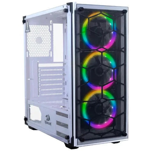 Redragon wheel jack gc-606 white game case with 3 rgb fan