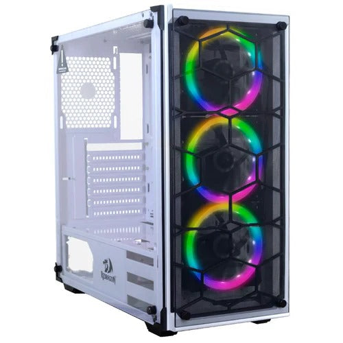 REDRAGON WHEEL JACK GC 606 WHITE GAME CASE WITH 3 RGB FAN Tower Case & Monitor