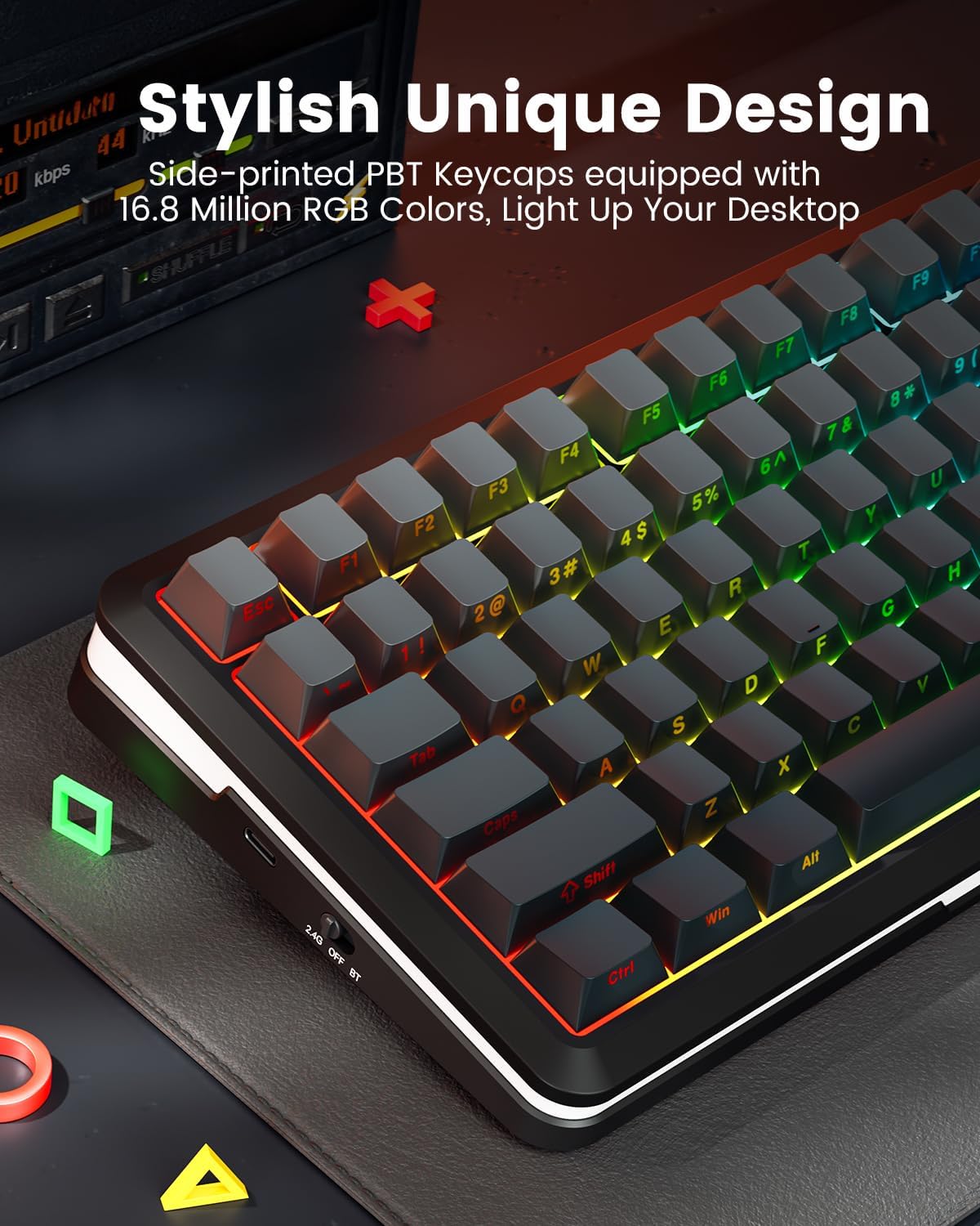 Redragon Wireless Mechanical Keyboard Gasket RGB Gaming Keyboard with Screen &