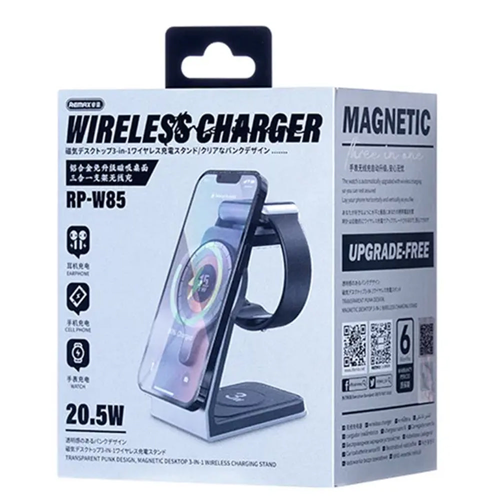 Remax RP W85 Magnetic 3 in 1 Wireless Charging Holder Cables & Chargers