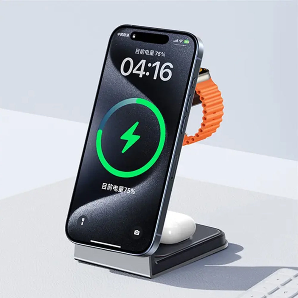 Remax RP W85 Magnetic 3 in 1 Wireless Charging Holder Cables & Chargers