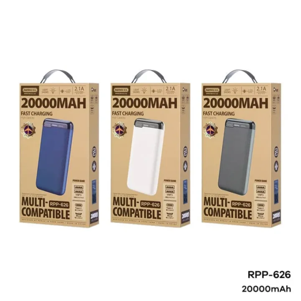REMAX RPP 626 20000mAh RUINAY SERIES 2.1A FAST CHARGING POWER BANK Cables &