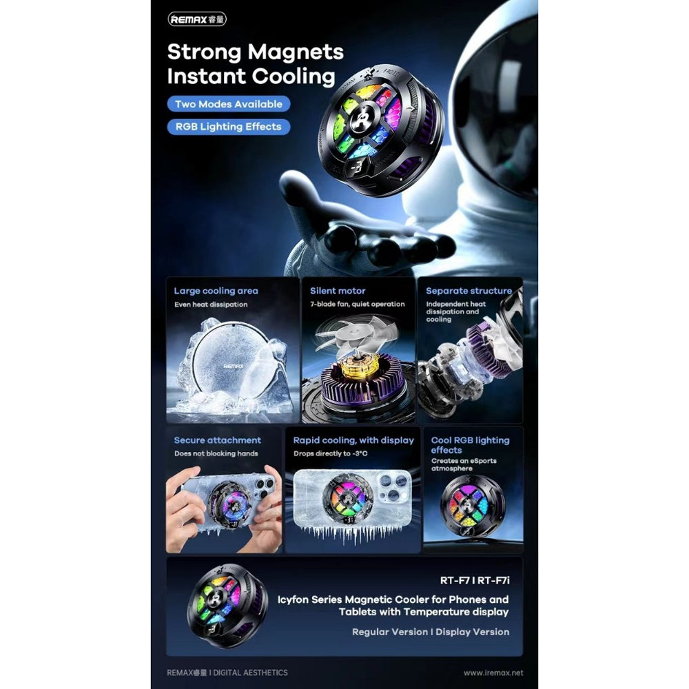 Remax RT F7i Series Clamp Phone Cooler Black Cooling Stands