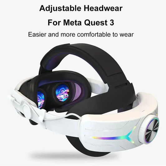 Rgb adjustable vr head strap for meta quest 3 reduce face pressure head strap