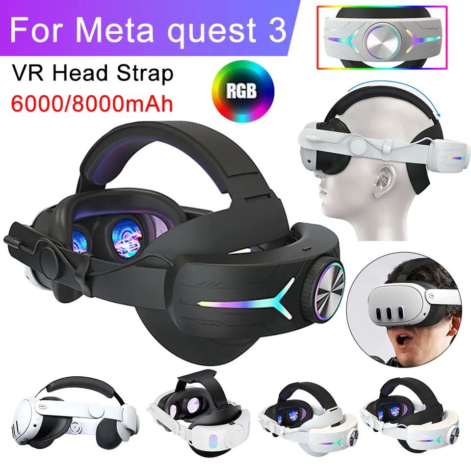 RGB Adjustable VR Head Strap for Meta Quest 3 Reduce Face Pressure Head Strap