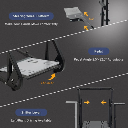 Dardoo racing simulator cockpit with monitor stand - tv mount&black seat fit
