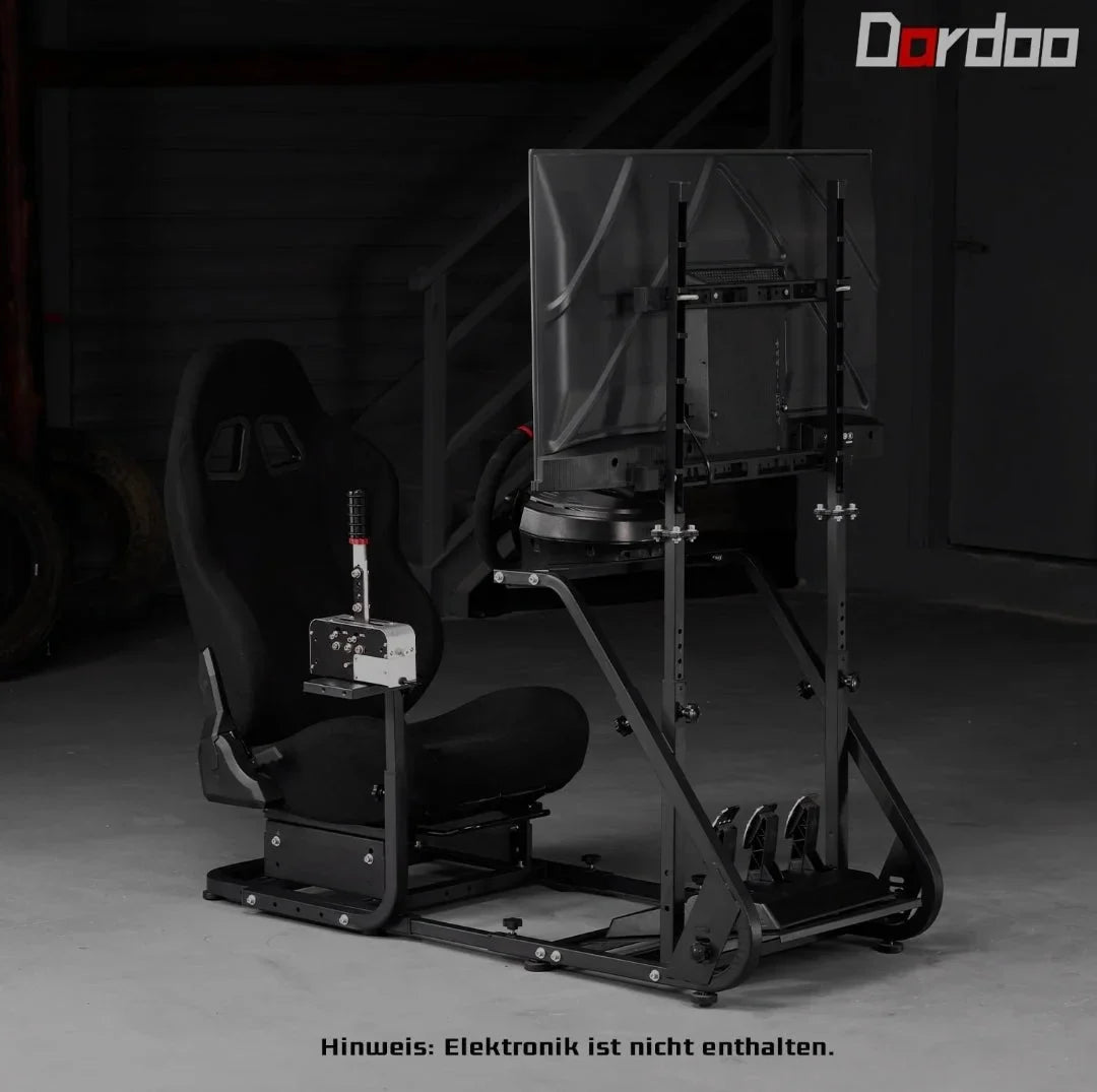 Dardoo racing simulator cockpit with monitor stand - tv mount&black seat fit