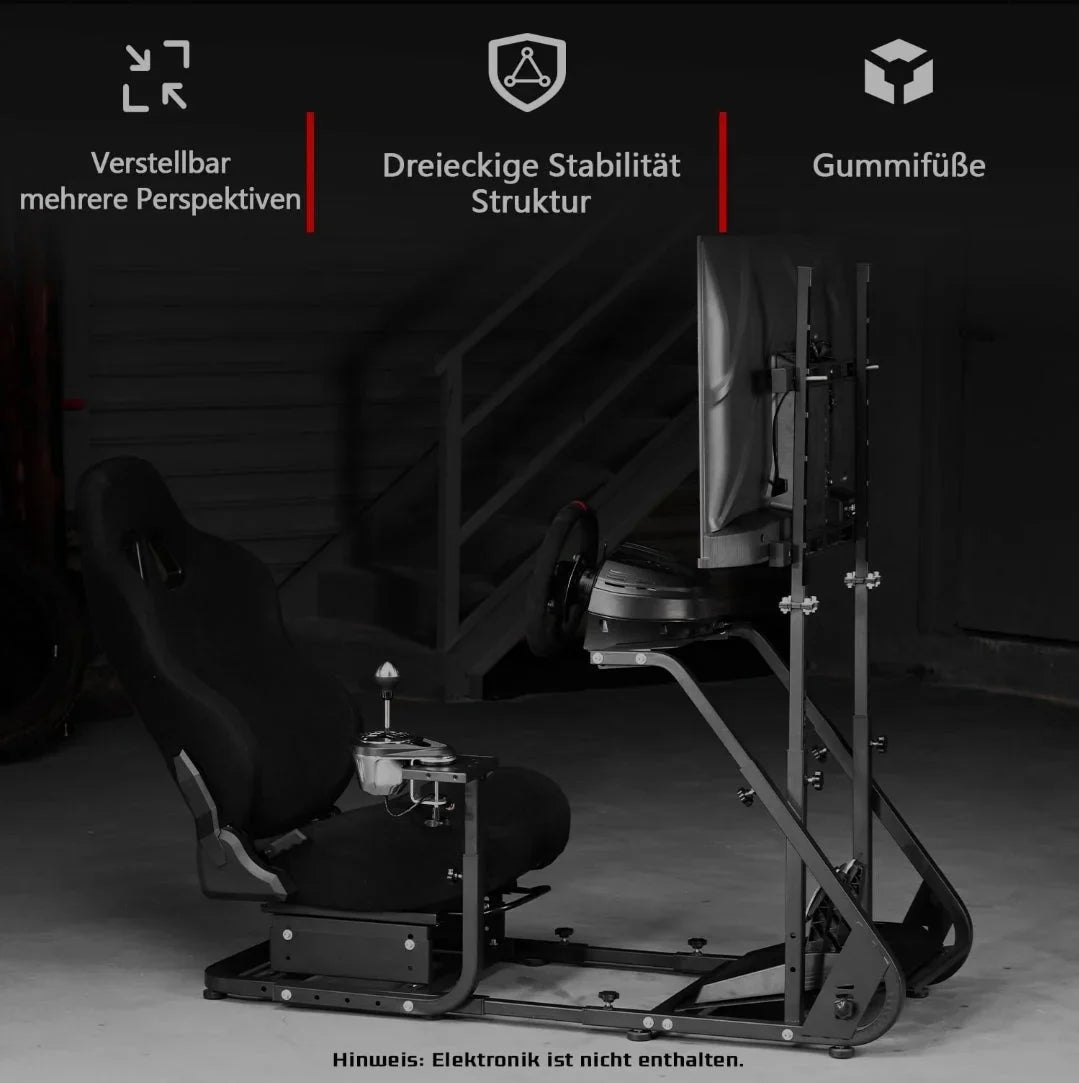 Dardoo racing simulator cockpit with monitor stand - tv mount&black seat fit