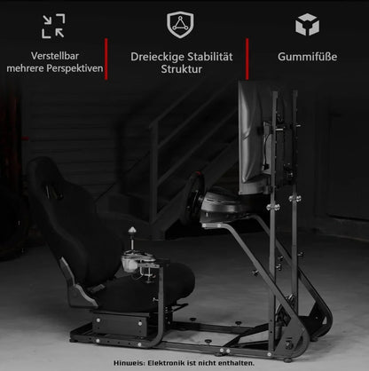 Dardoo racing simulator cockpit with monitor stand - tv mount&black seat fit