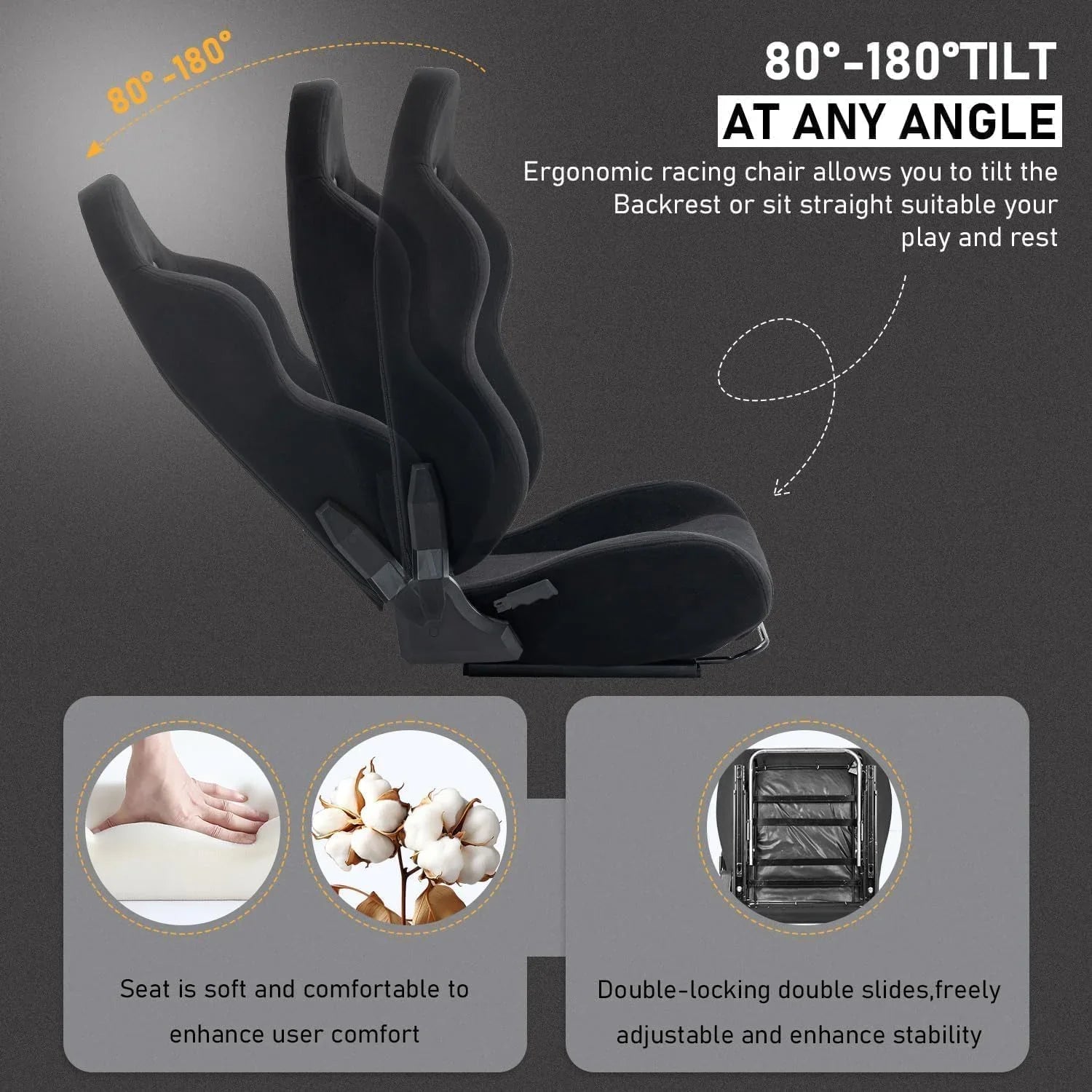 Dardoo racing simulator cockpit with monitor stand - tv mount&black seat fit