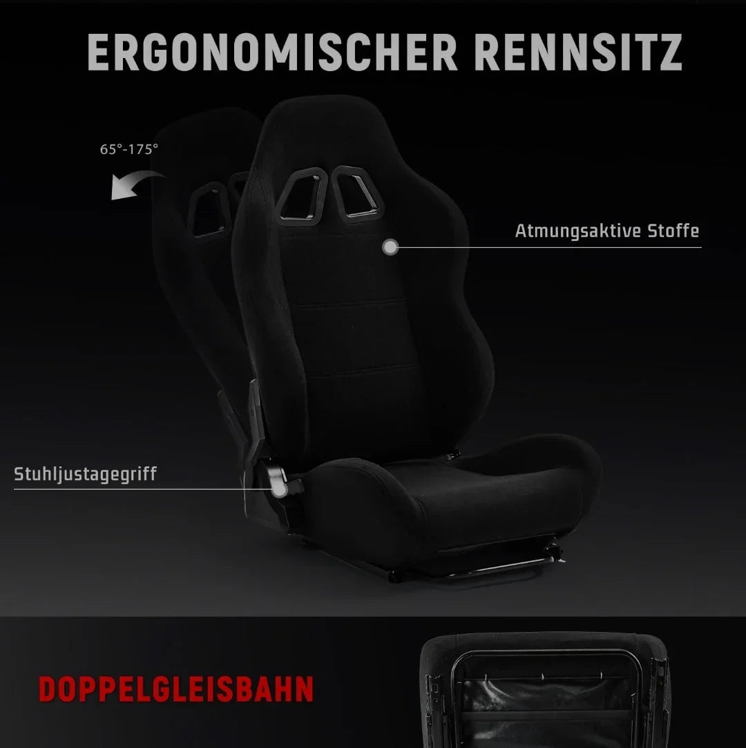 Dardoo racing simulator cockpit with monitor stand - tv mount&black seat fit