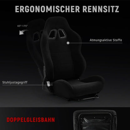 Dardoo racing simulator cockpit with monitor stand - tv mount&black seat fit