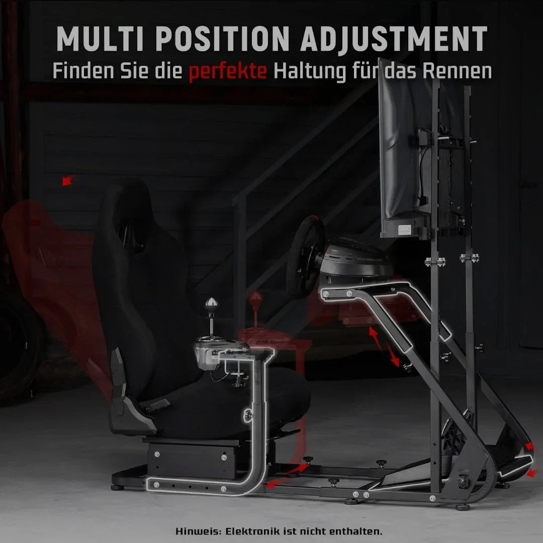 Dardoo racing simulator cockpit with monitor stand - tv mount&black seat fit