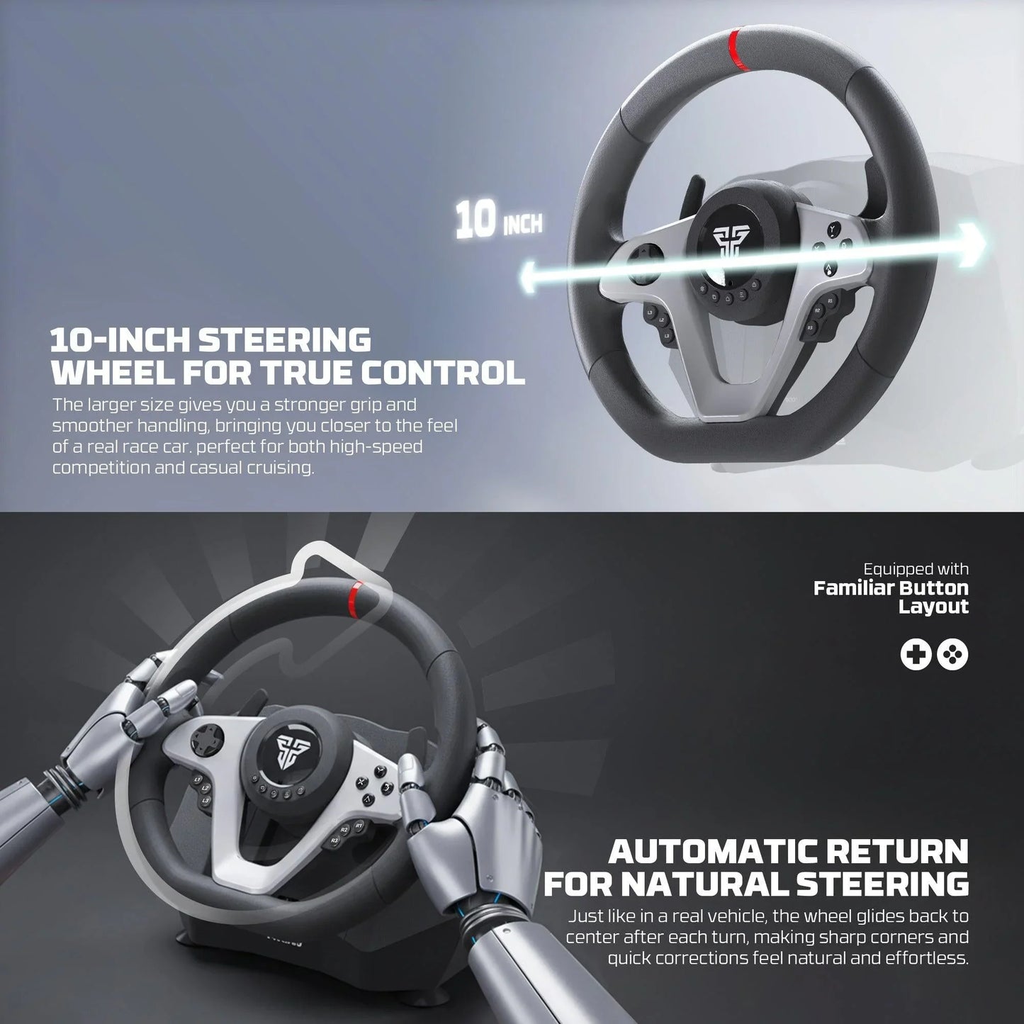 Fantech r1v2 racing steering wheel | dual-motor vibration | 270° / 900°