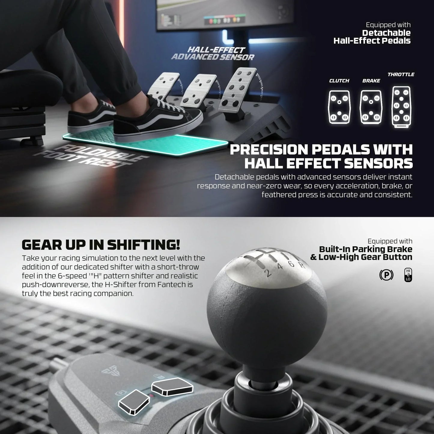 Fantech r1v2 racing steering wheel | dual-motor vibration | 270° / 900°