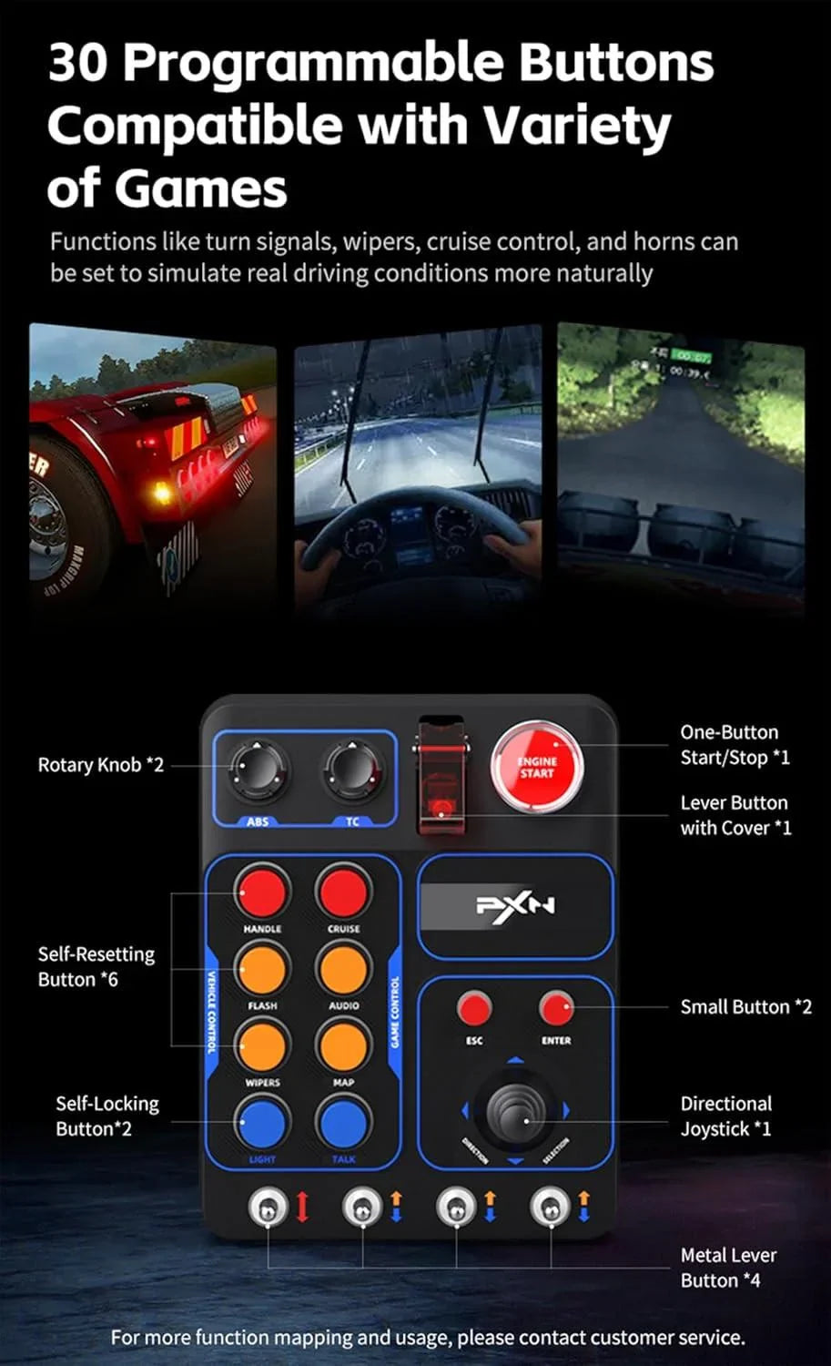 Pxn cb1 racing button box pc usb simulation racing instrument center control