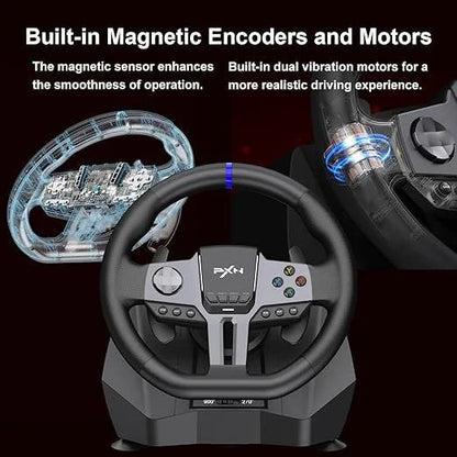 Pxn-v9 gen2 steering wheel gaming steering wheel xbox pc 270/900° car game
