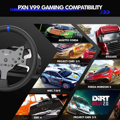 Pxn v99 gaming racing wheel driving force feedback steering wheel with pedals