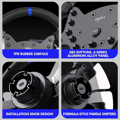 Pxn v99 gaming racing wheel driving force feedback steering wheel with pedals
