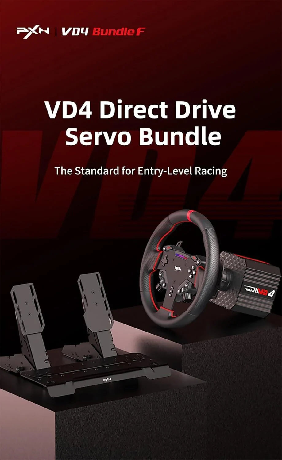 Pxn vd4 bundle f gaming sim racing wheel direct drive servo motor base 4nm
