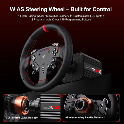Pxn vd6 bundle: pc steering wheel and pedals – 6 nm direct drive servo motor