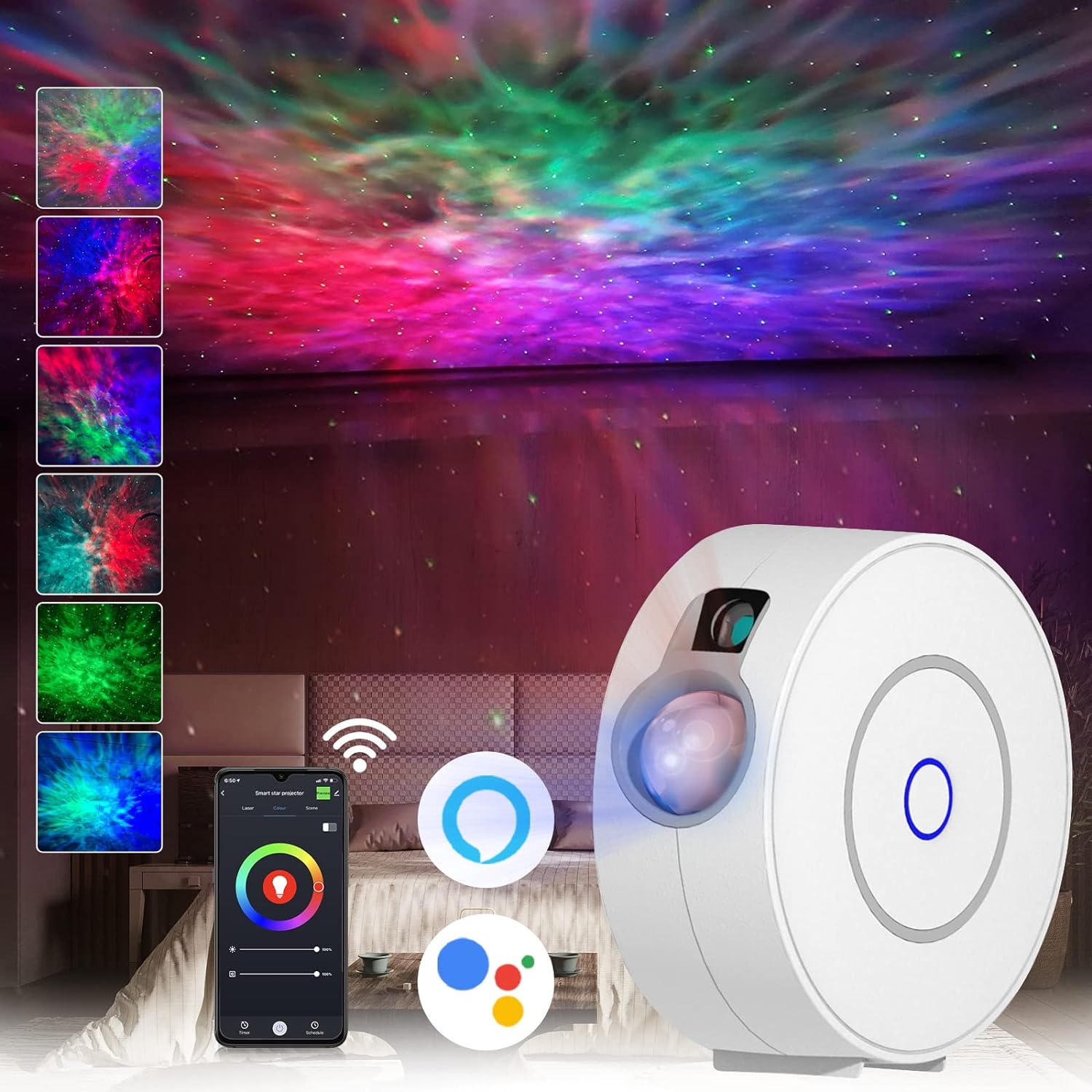 Smart Galaxy Projector Compatible with Alexa & Google Home Lightning
