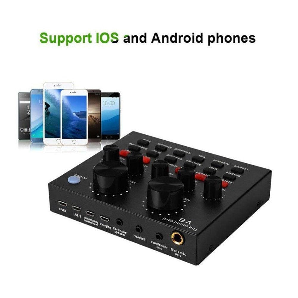 Sound card v8 mixer bluetooth soundcard v8 audio soundcard - Fun Touch