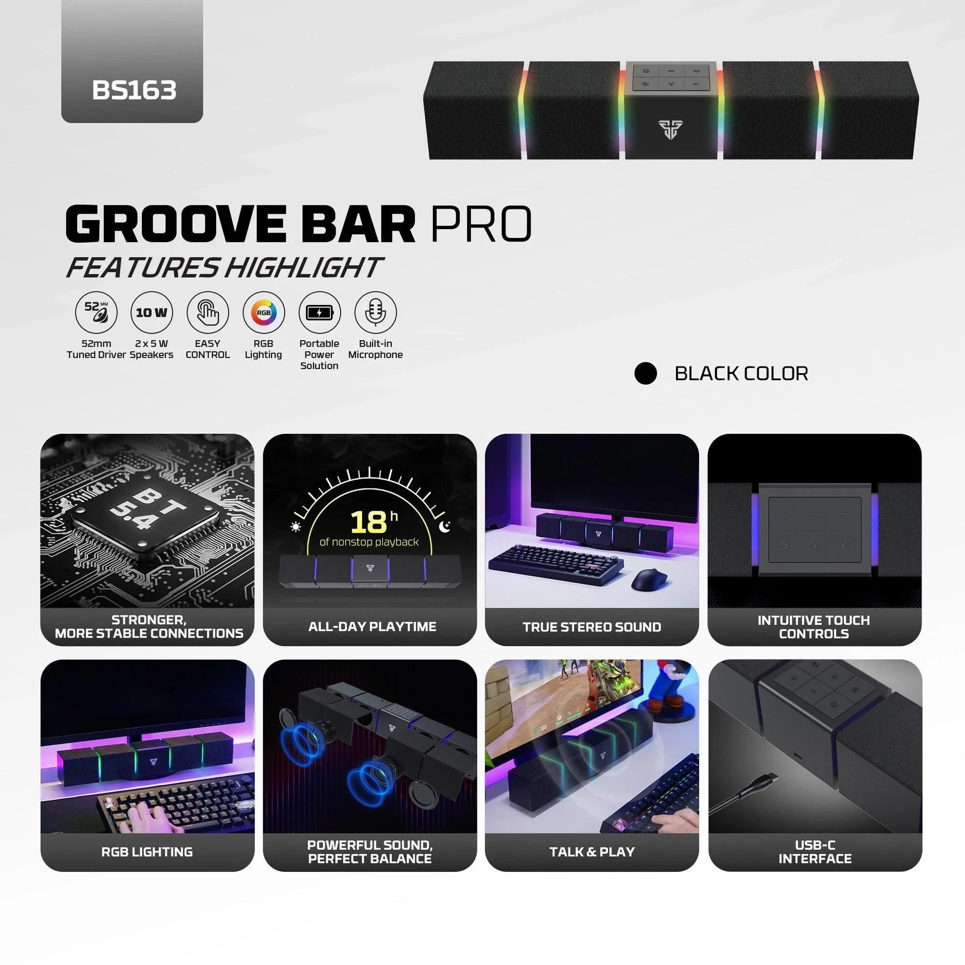 Fantech bluetooth speaker groove bar pro bs163 speakers