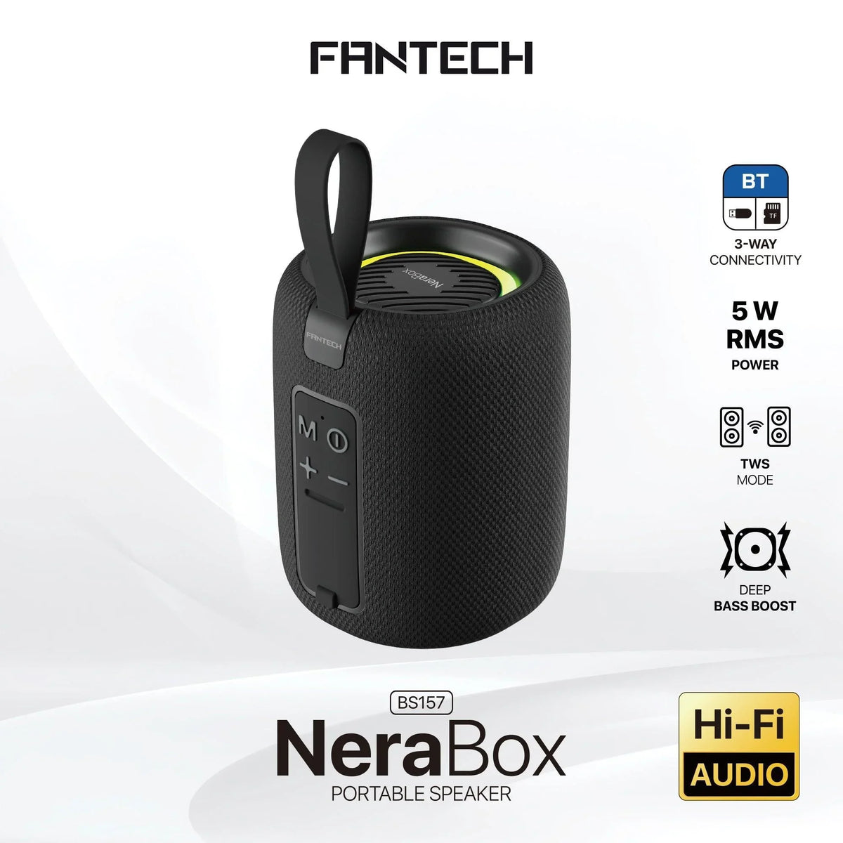 Fantech(bs157)-nerabox 5w rms portable speaker - black speakers