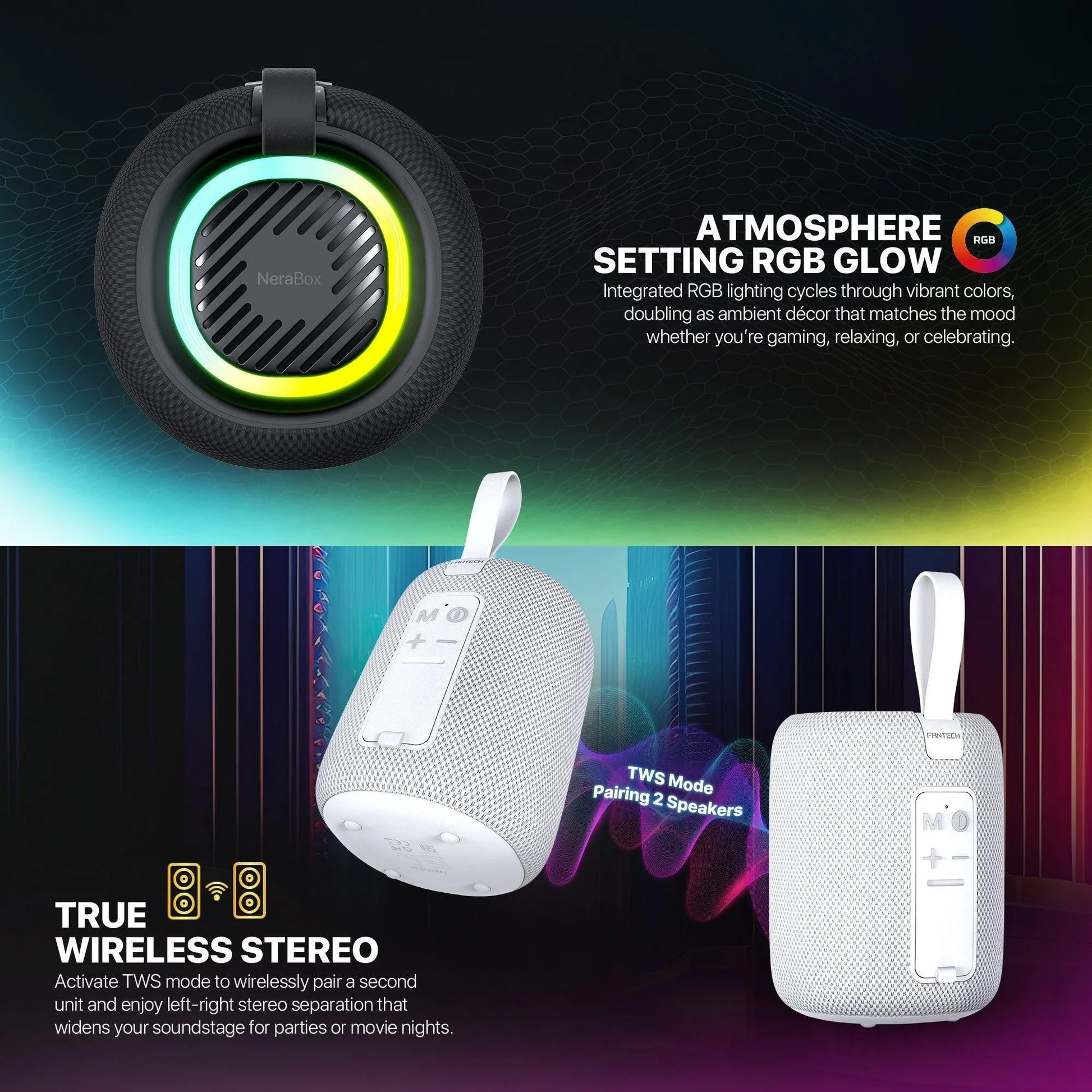 Fantech(bs157)-nerabox 5w rms portable speaker - gray speakers