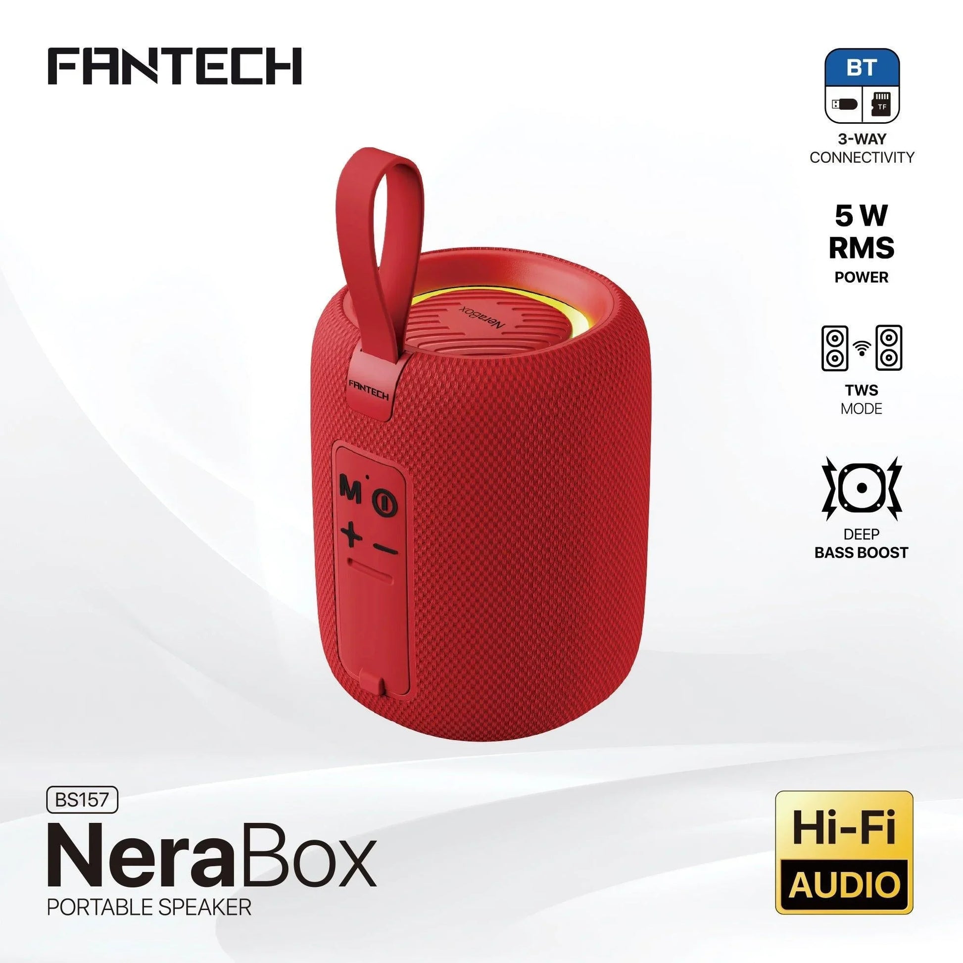 Fantech(bs157)-nerabox 5w rms portable speaker - red speakers