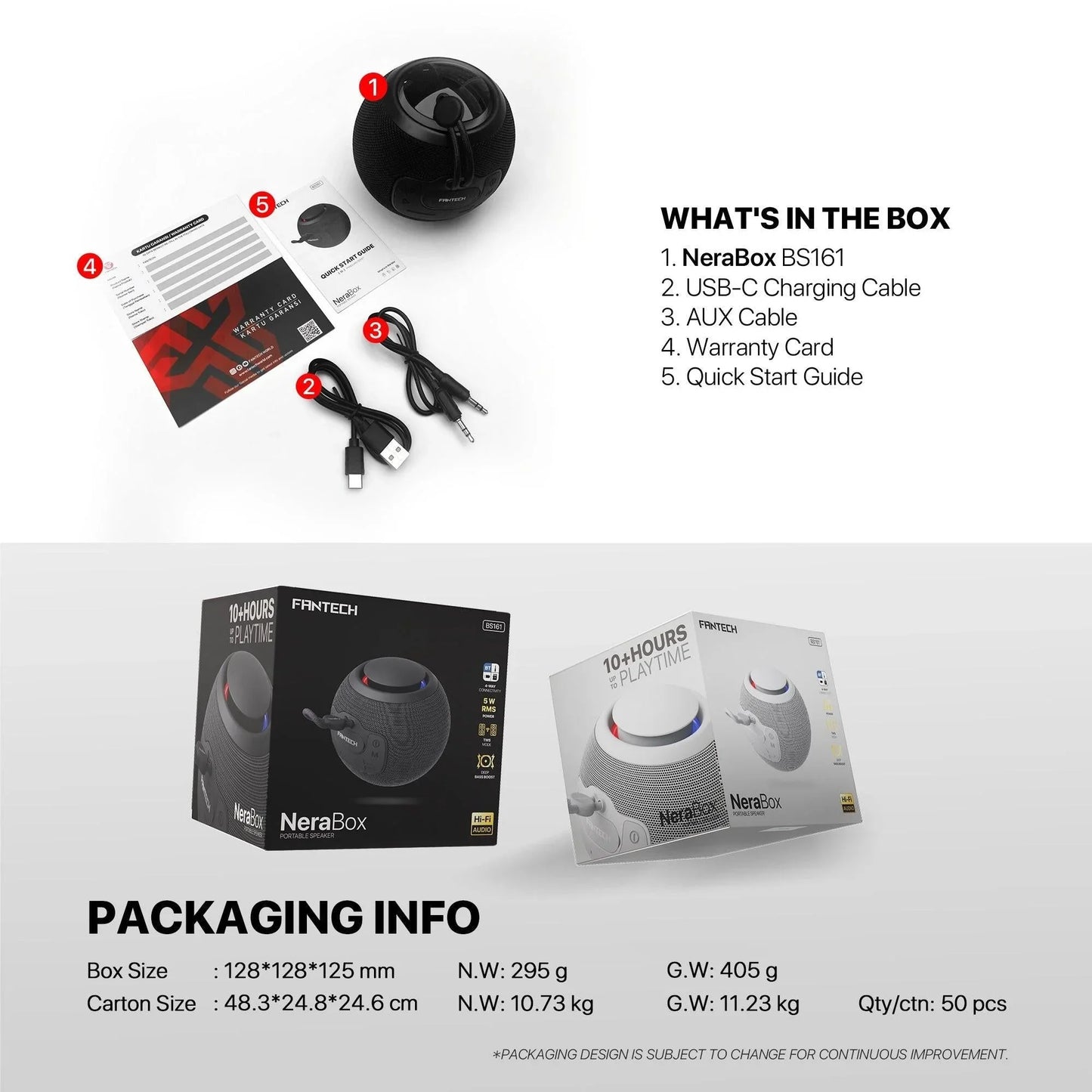 Fantech bs161 portable bt wireless speaker tws 4-way connectivity tf card party