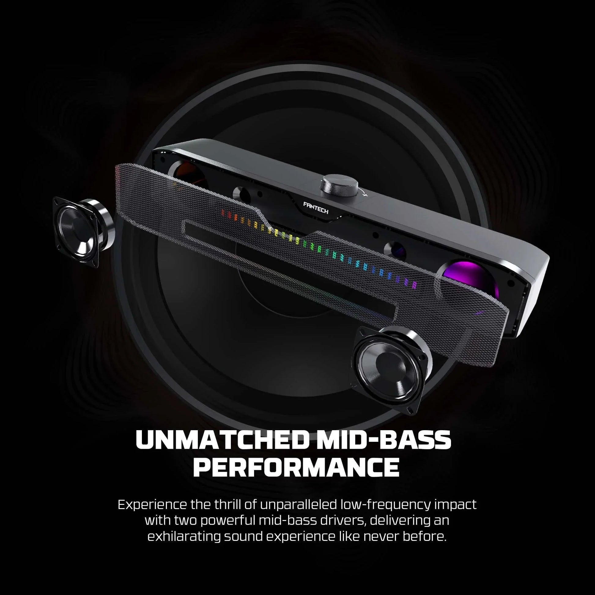 Fantech gs303 groove bar dual mode rgb lighting gaming speaker speaker stands &