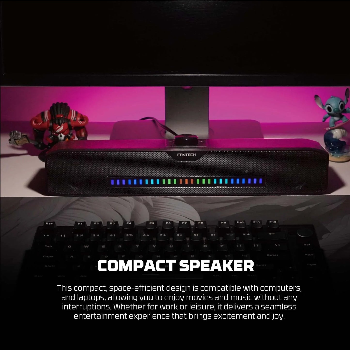 Fantech gs303 groove bar dual mode rgb lighting gaming speaker speaker stands &