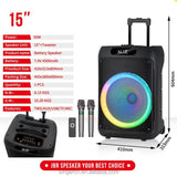 Jbr-1505 15-inch party bluetooth speaker with led lighting effects speakers