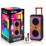 Jbr-c802 professional rgb super bass wireless trolley karaoke speakers fm radio