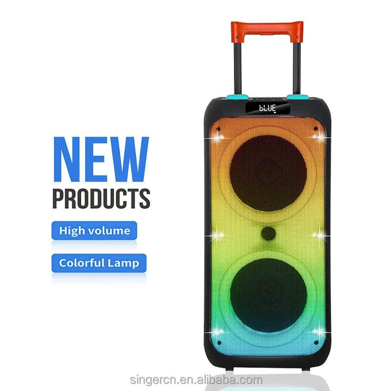 Jbr-c802 professional rgb super bass wireless trolley karaoke speakers fm radio