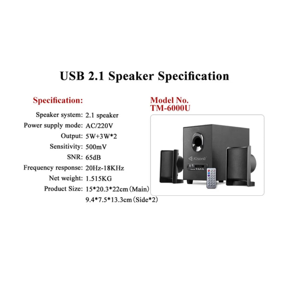 Kisonli tm-6000u creative speakers acoustic energy 2.1 home theater speaker