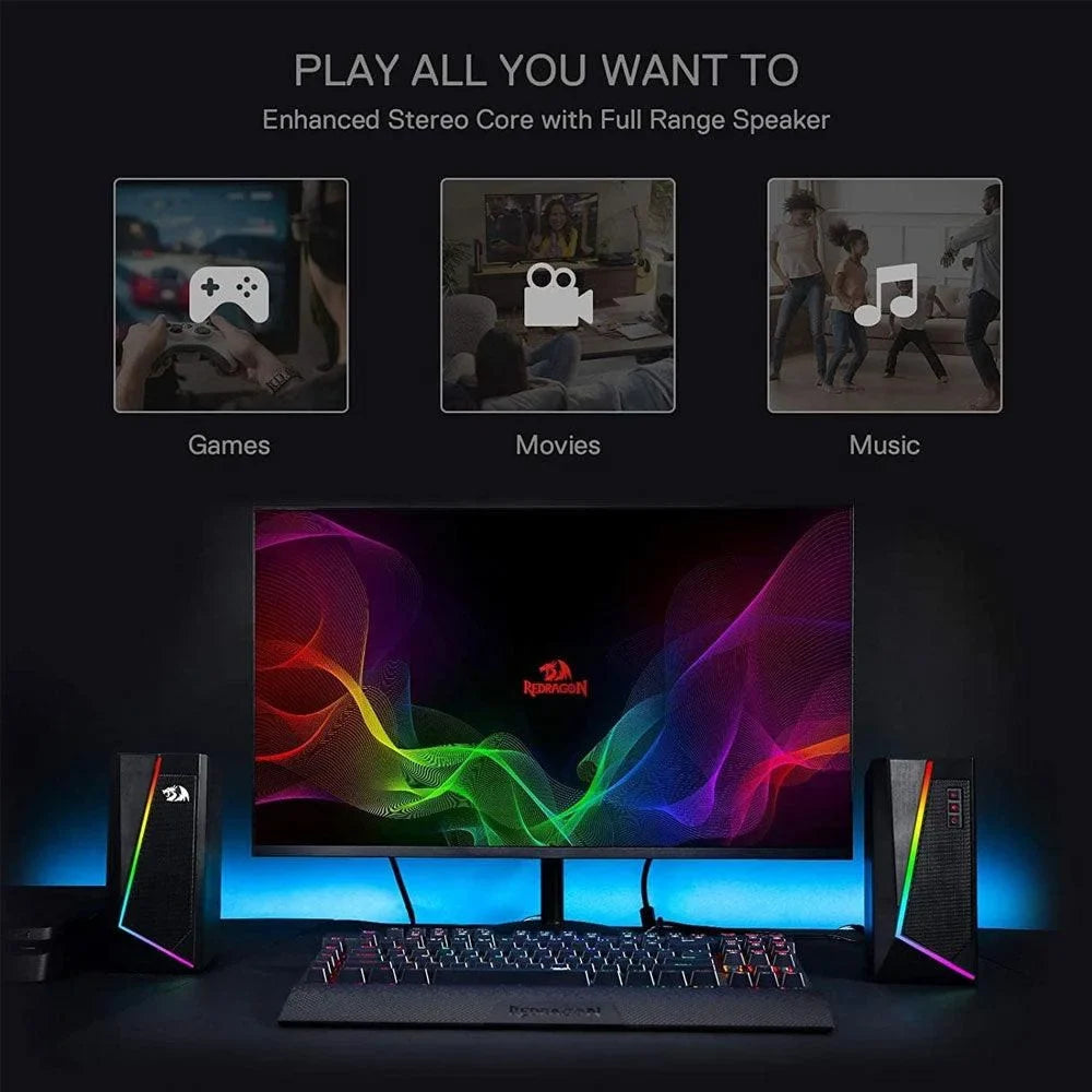 Redragon anvil gs520 rgb speakers for immersive desktop audio - audio | speakers